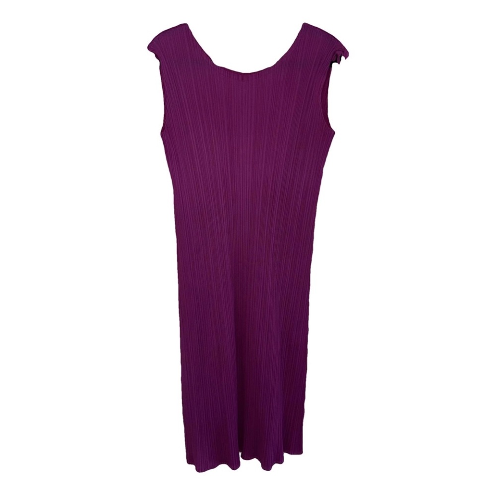 Issey Miyake Pleats Please Purple Ribbed Sheath Midi Dress